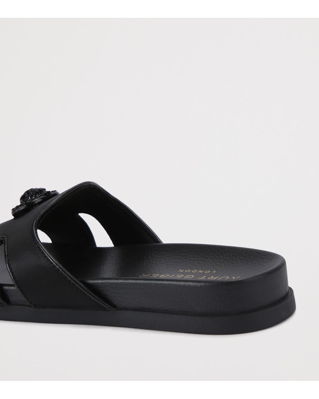 Kurt Geiger Black Satin Cut-Out Chelsea Slides