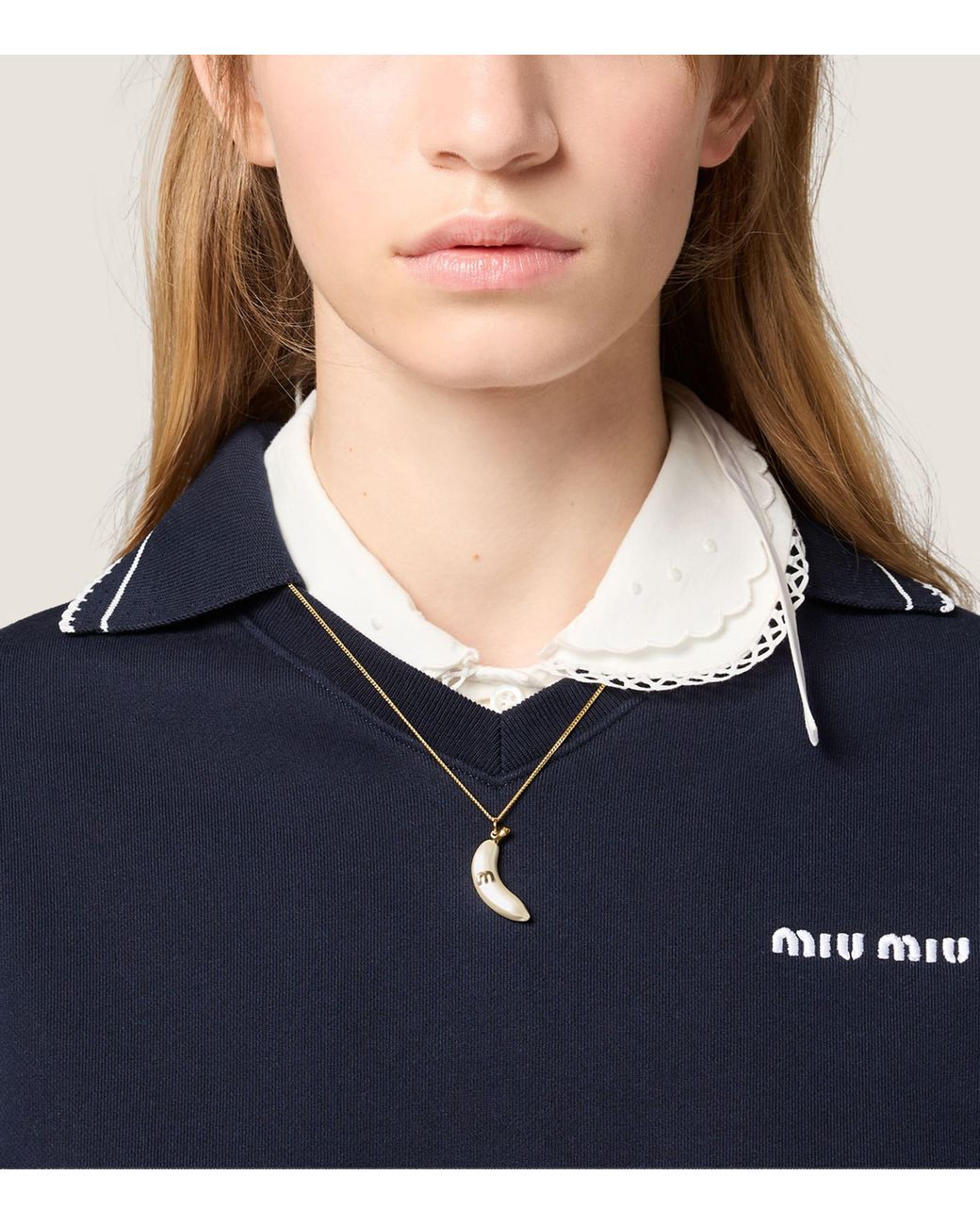 Miu Miu Metallic Pearlised Pendant Necklace