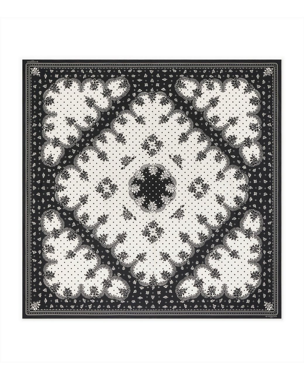 Givenchy Black Cotton-Silk Printed Shawl