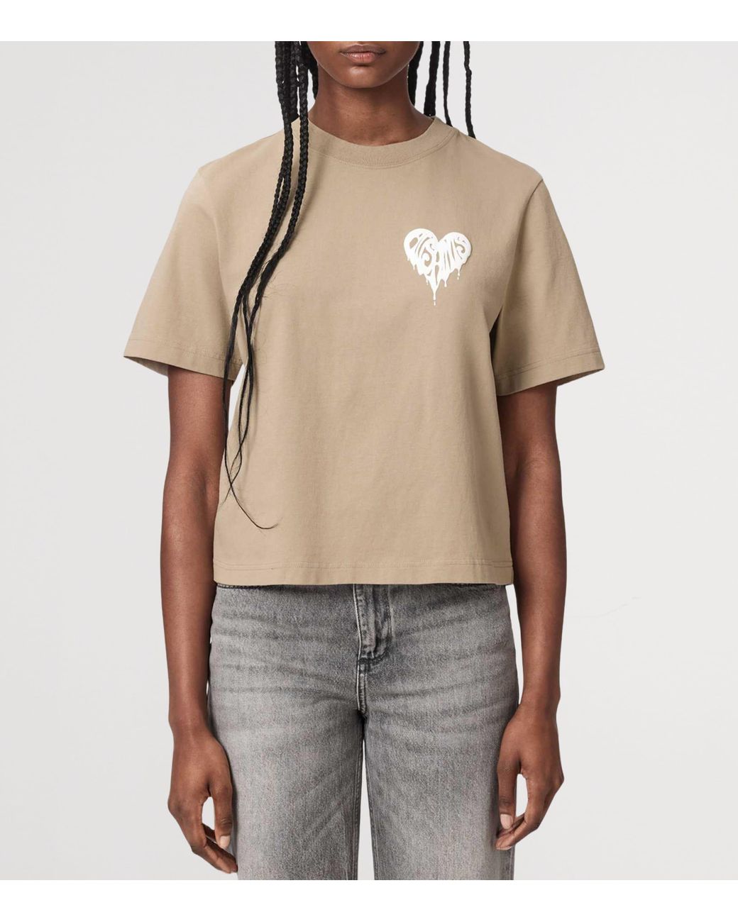 AllSaints Natural Organic Cotton Lisa Trip Logo T-Shirt