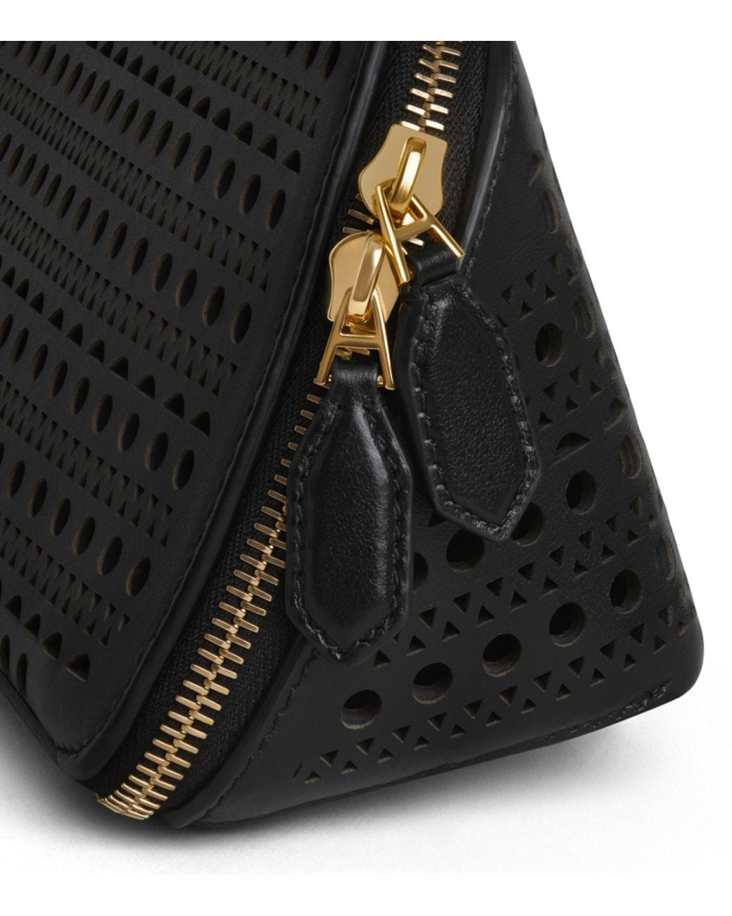 Alaïa Black Leather Perforated Delta Clutch Bag