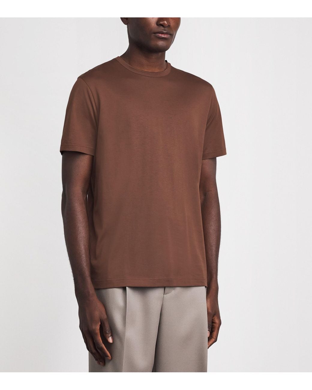 Sunspel Brown Supima Cotton Classic T-Shirt for men