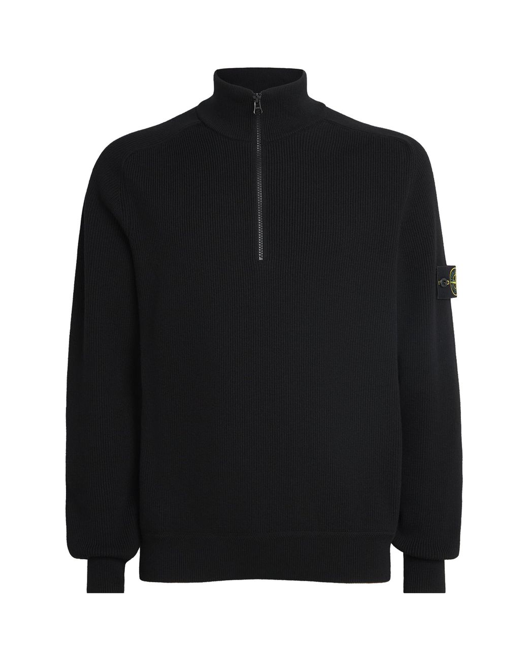 Stone Island Black Cotton Half-Zip Sweater for men
