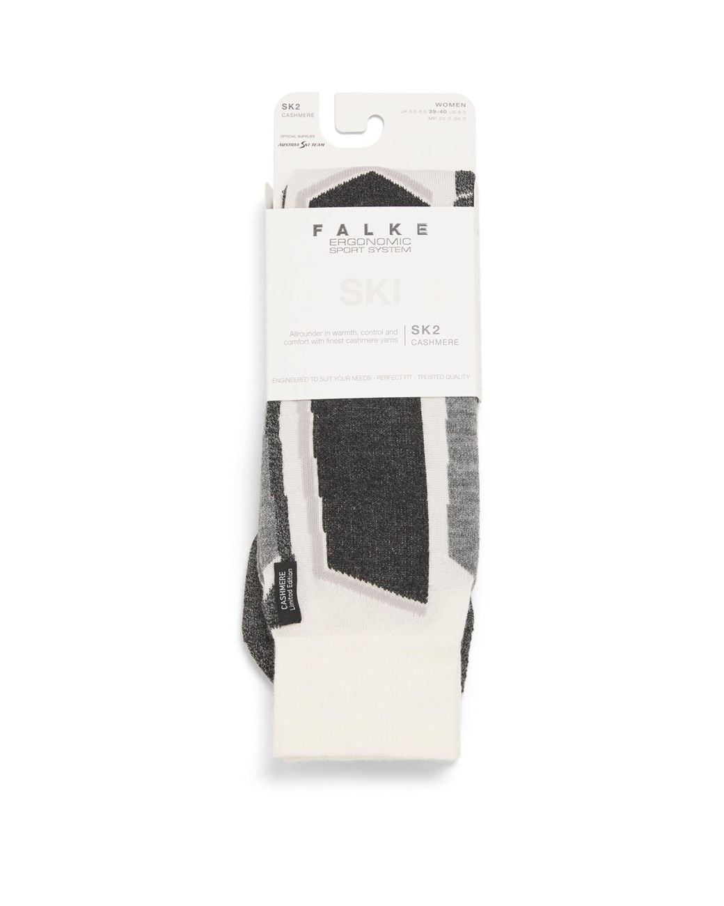 Falke White Cashmere-Blend Sk2 Skiing Socks