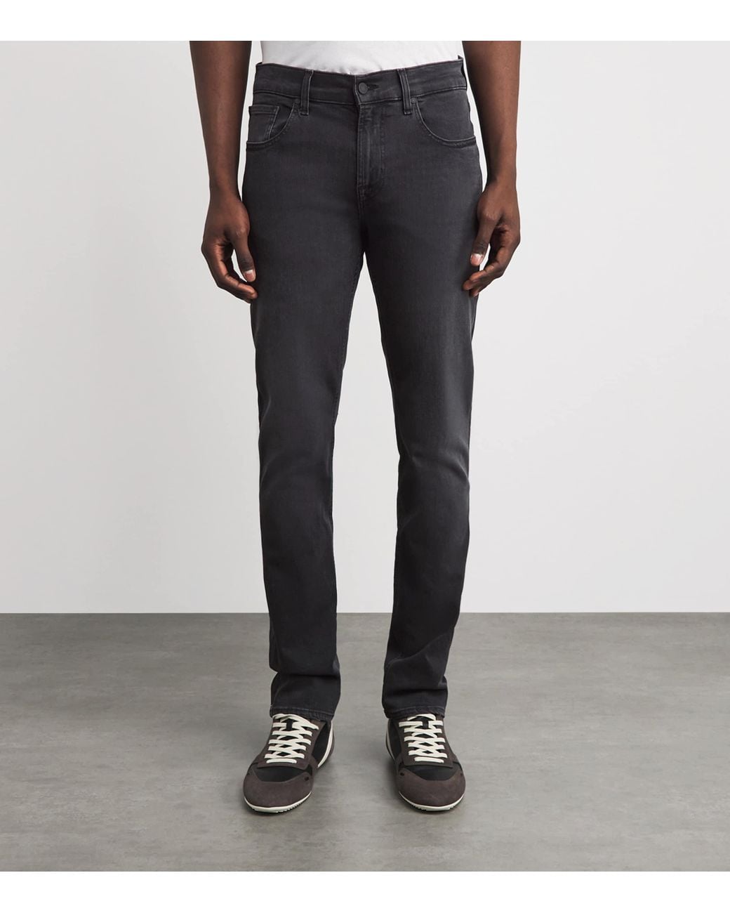 7 For All Mankind Black Slimmy Lux Performance Plus Jeans for men