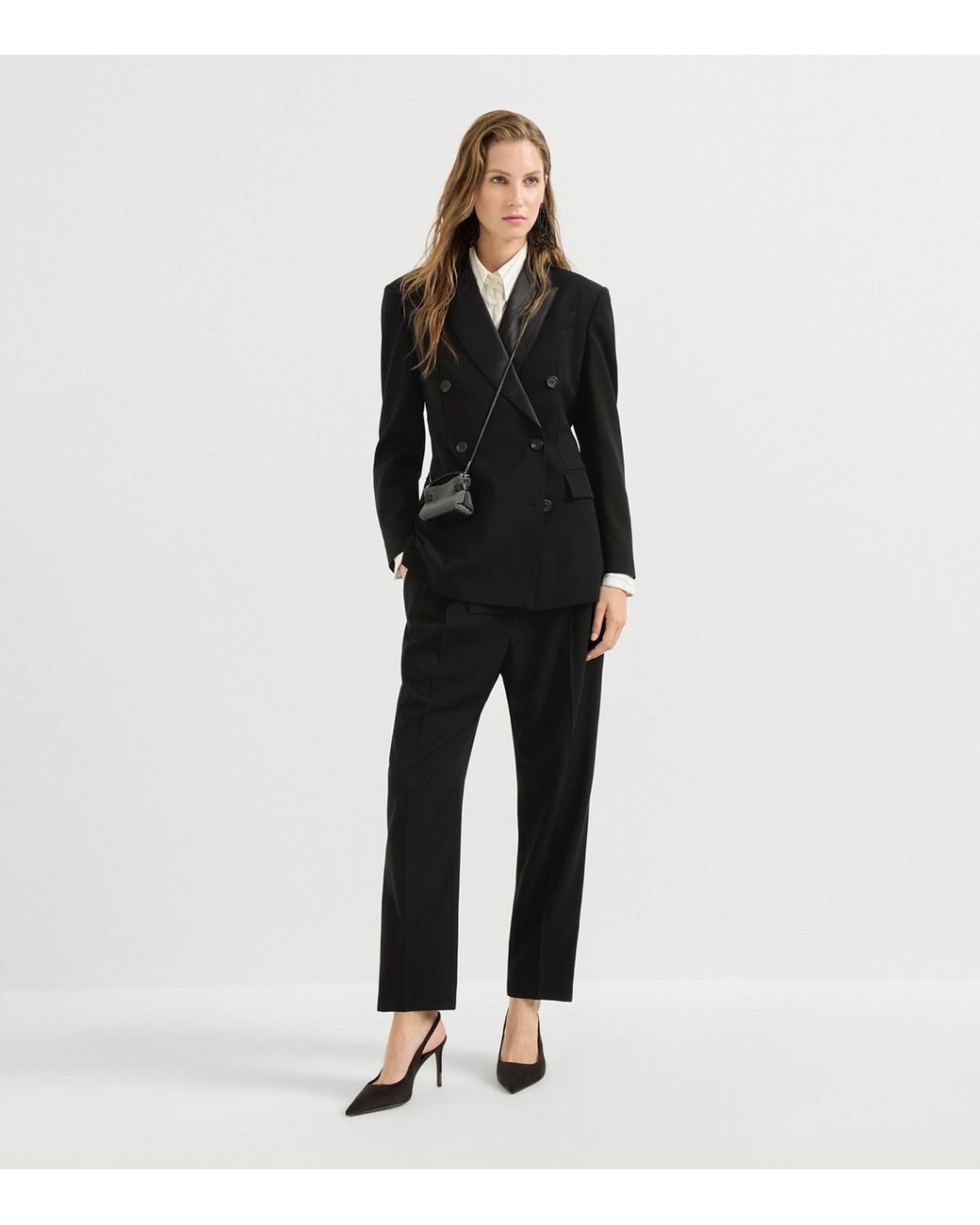 Brunello Cucinelli Black Pleated Tuxedo Trousers