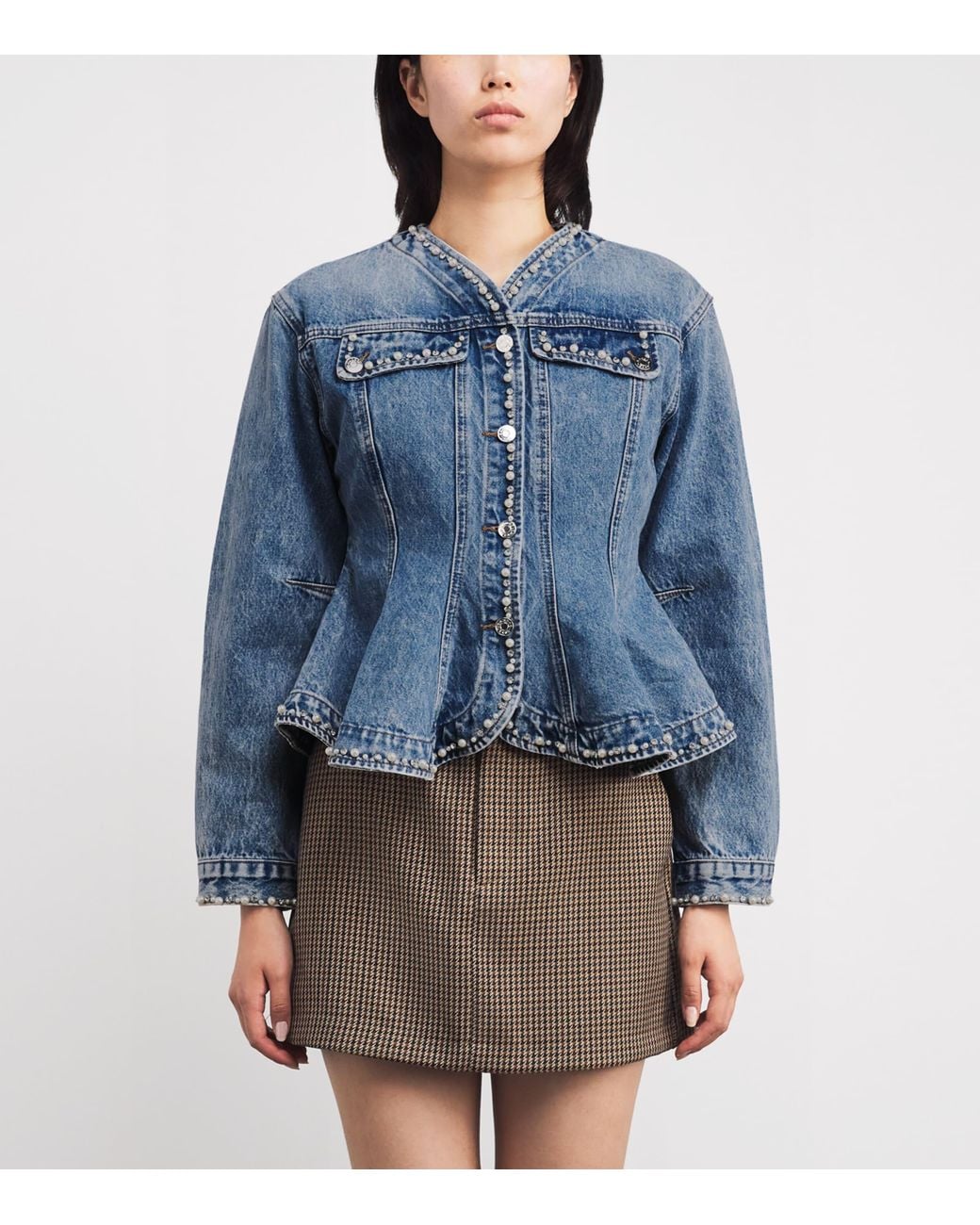 Sandro Blue Beaded Denim Jacket