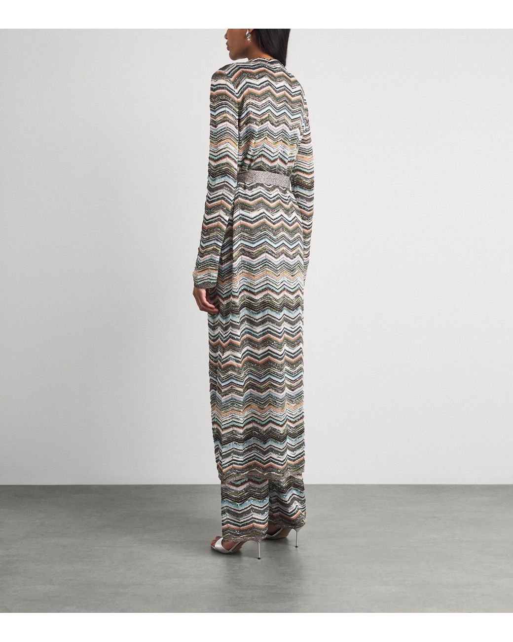 Missoni Gray Zigzag Metallic Longline Cardigan