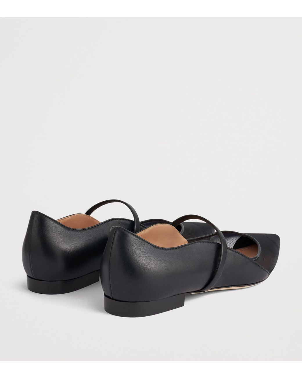 Malone Souliers Black Leather And Mesh Maureen Arc Flats