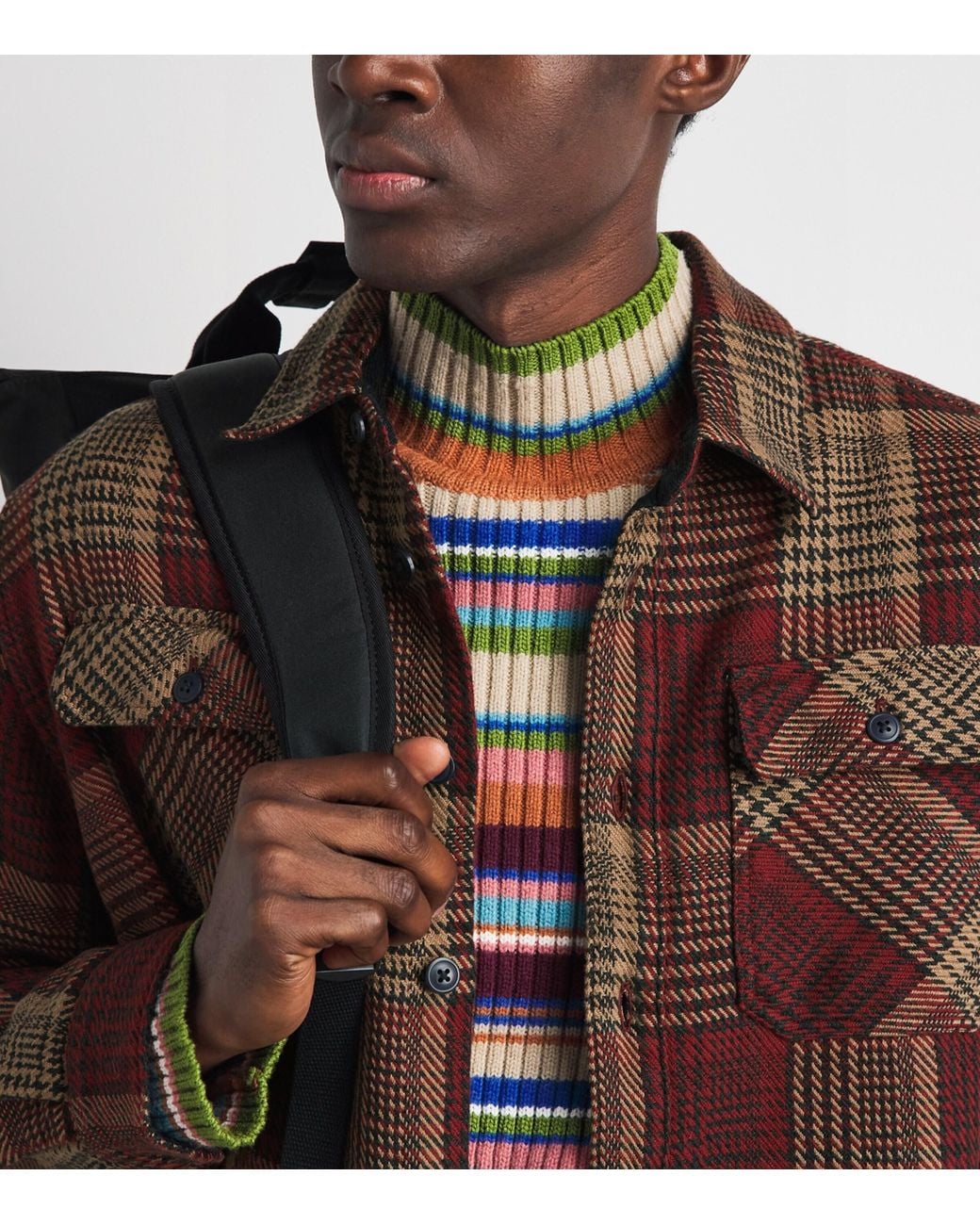 Barbour Brown Cotton Houndstooth Millom Overshirt for men