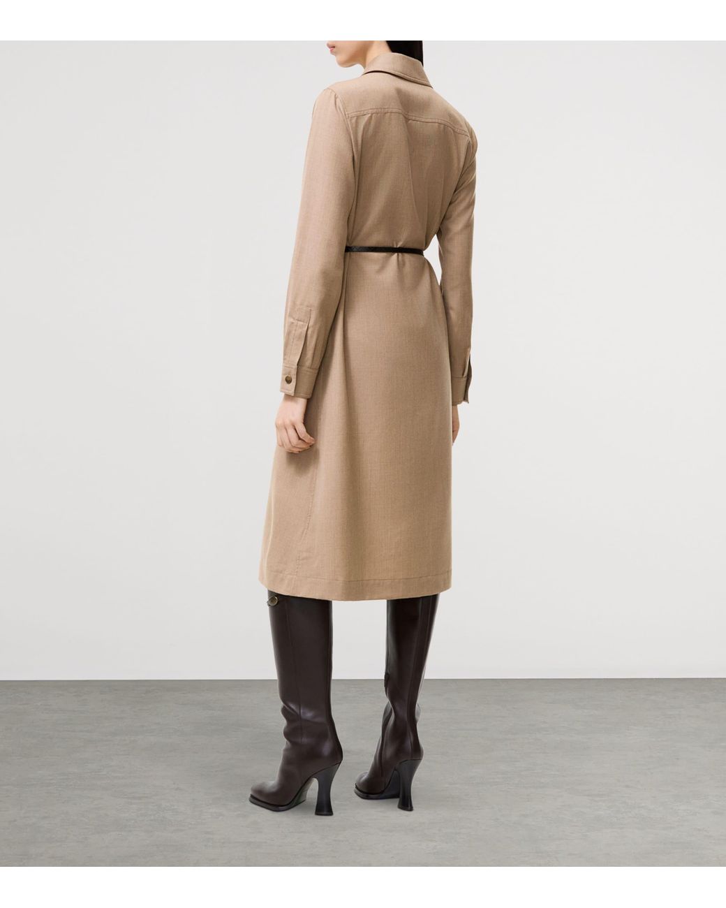 Burberry Natural Wool Midi Shirt Dress