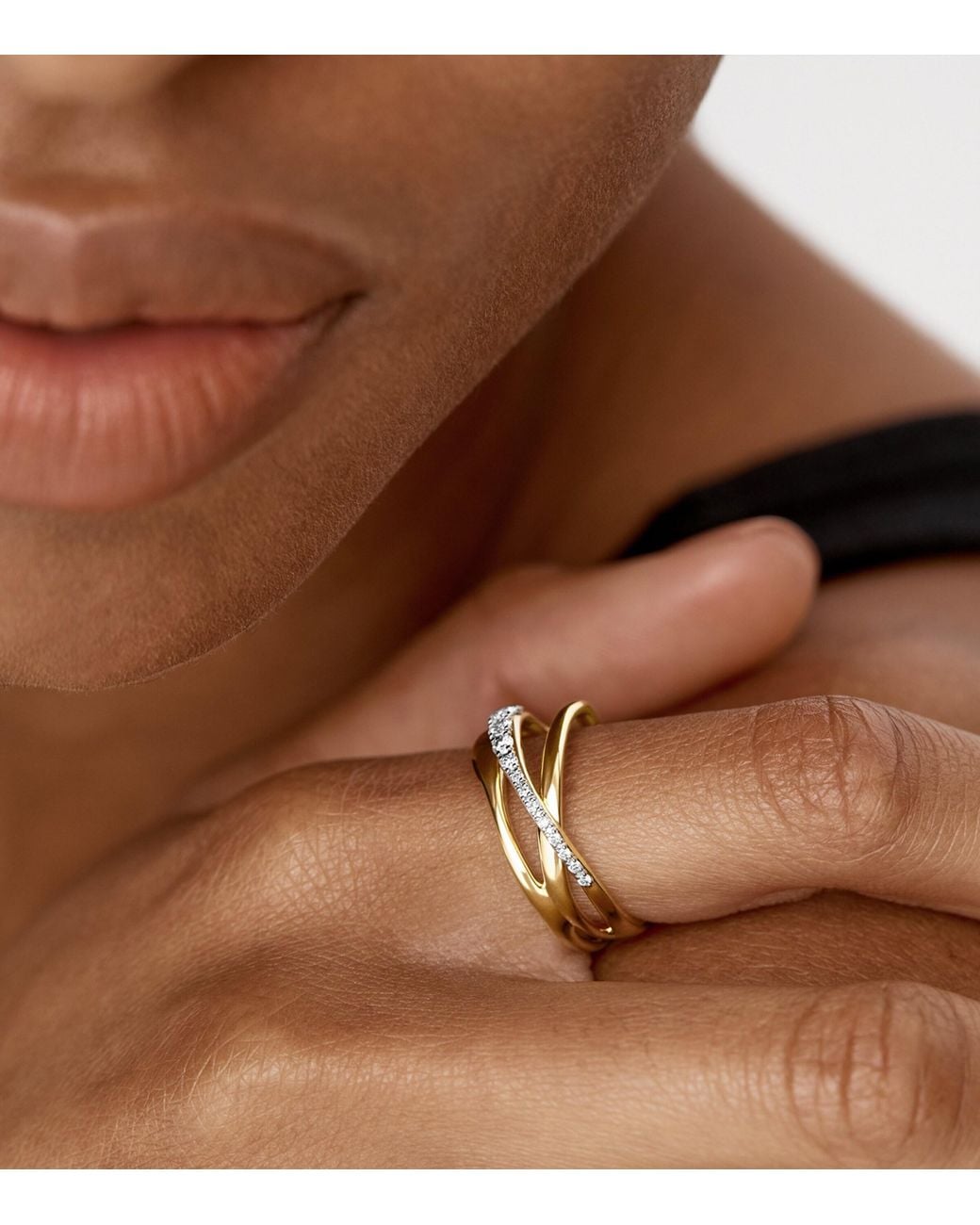 Monica Vinader Metallic Vermeil And Diamond Crossover Nura Ring