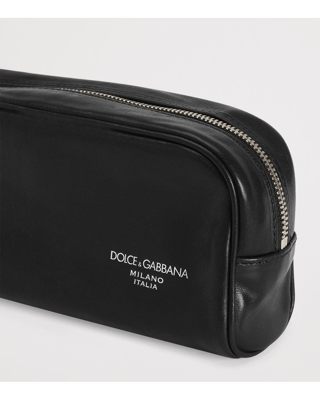 Dolce & Gabbana Black Leather Logo Pouch for men