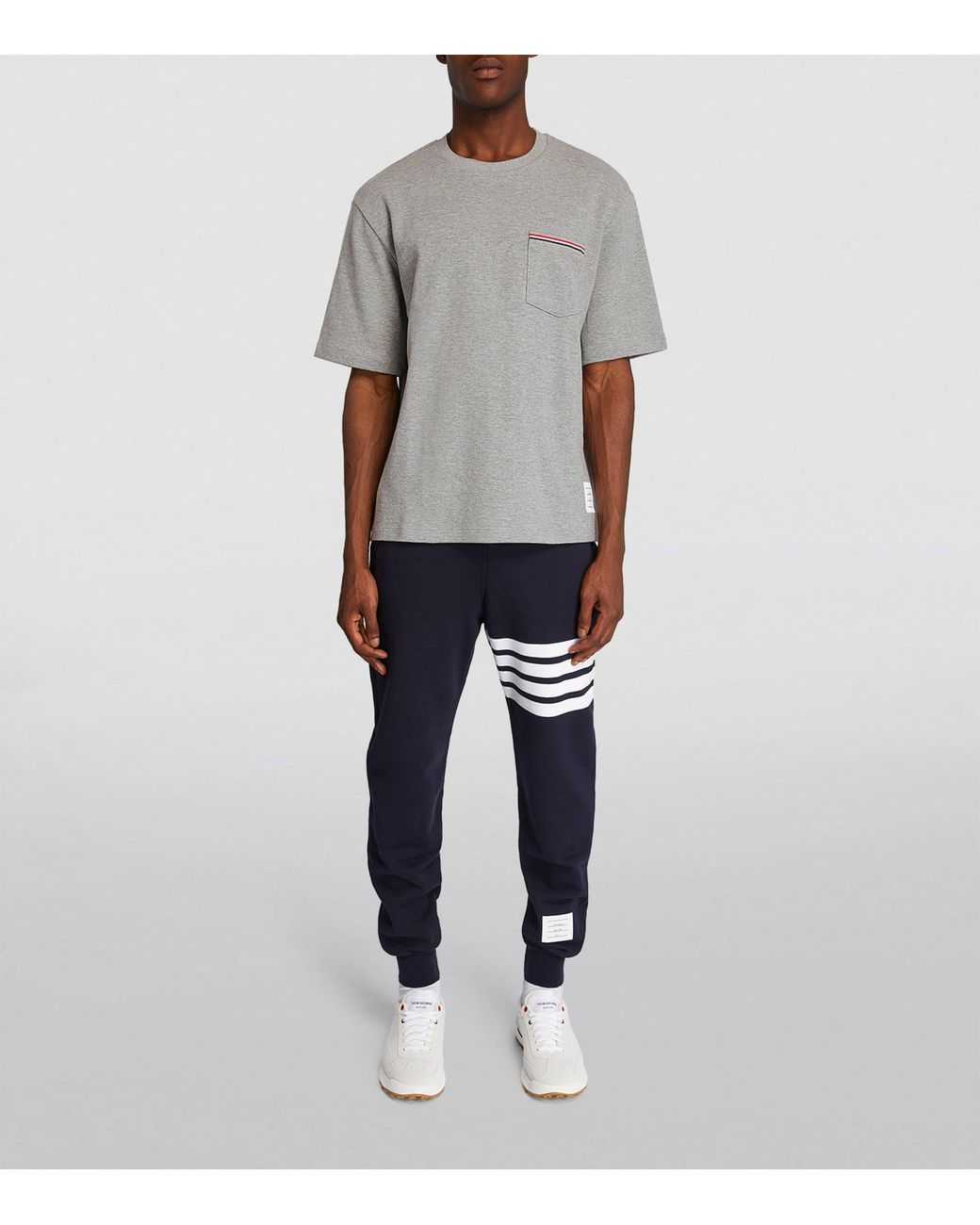 Thom Browne Gray Oversized Tricolour Pocket T-Shirt for men