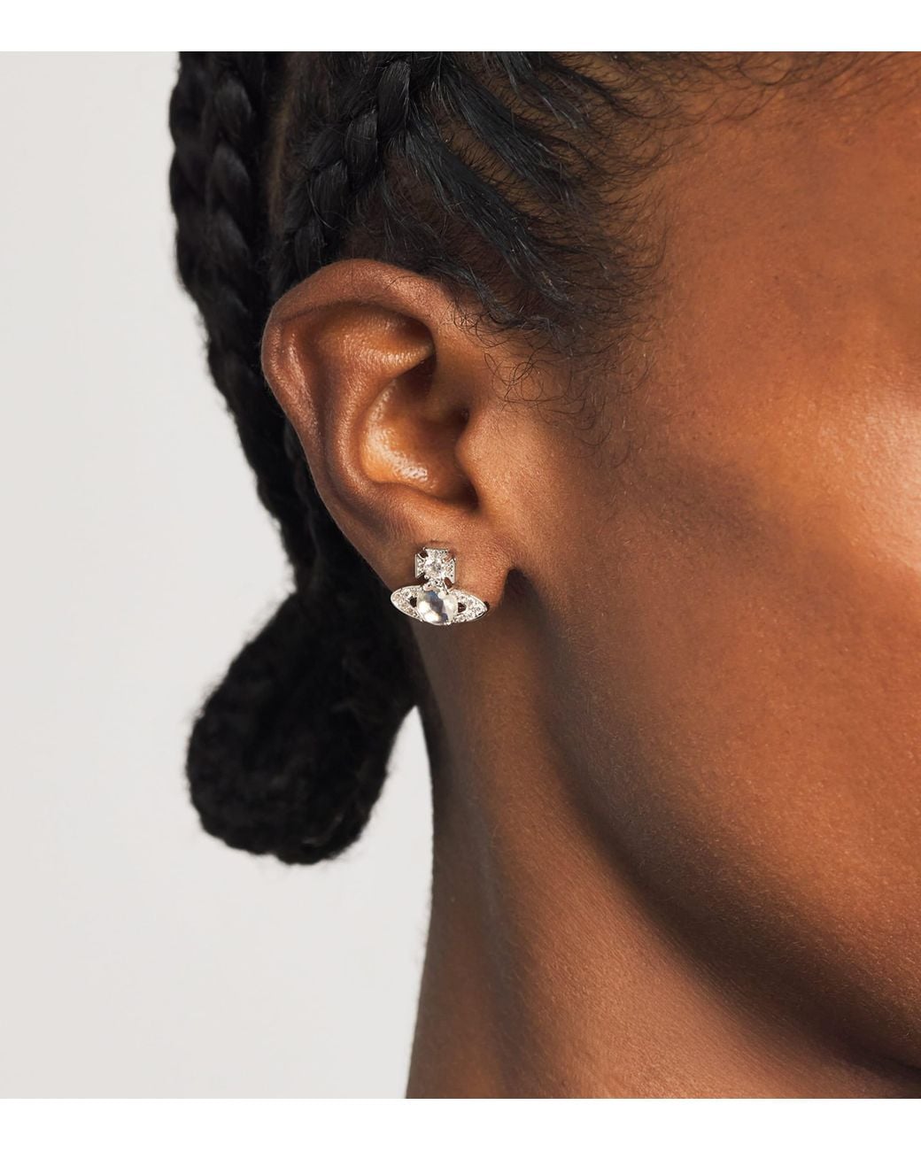 Vivienne Westwood Black Crystal Ondina Stud Earrings