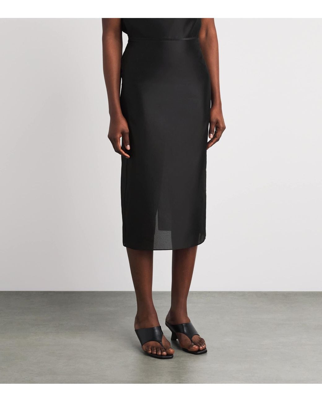 Almada Label Black Silk-Blend Kiana Midi Skirt