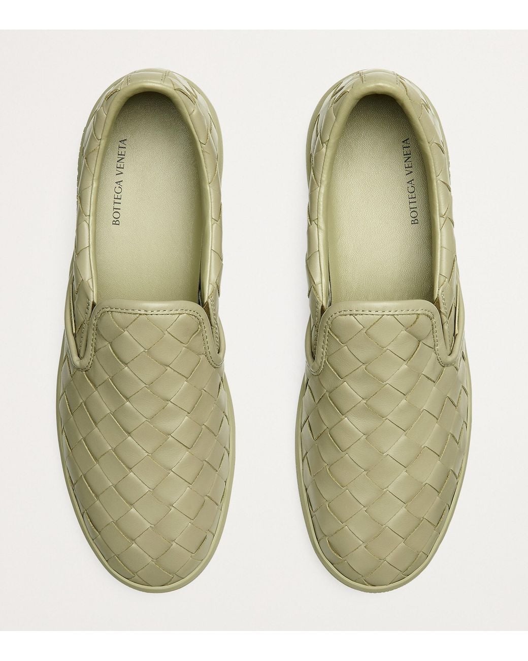 Bottega Veneta Green Leather Intrecciato Sawyer Sneakers for men