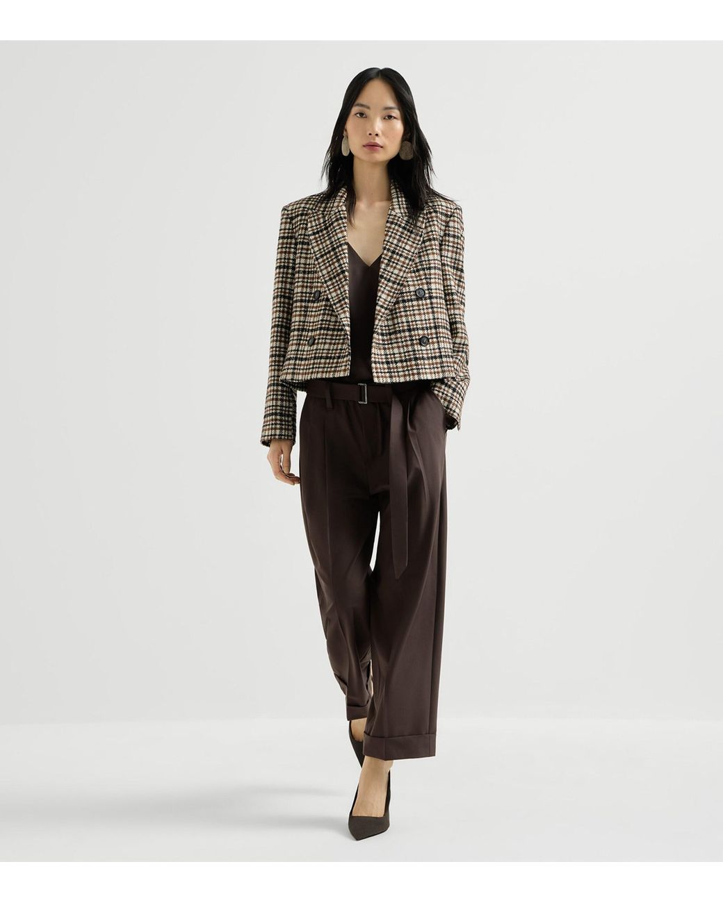 Brunello Cucinelli Brown Virgin Wool-Blend Trousers