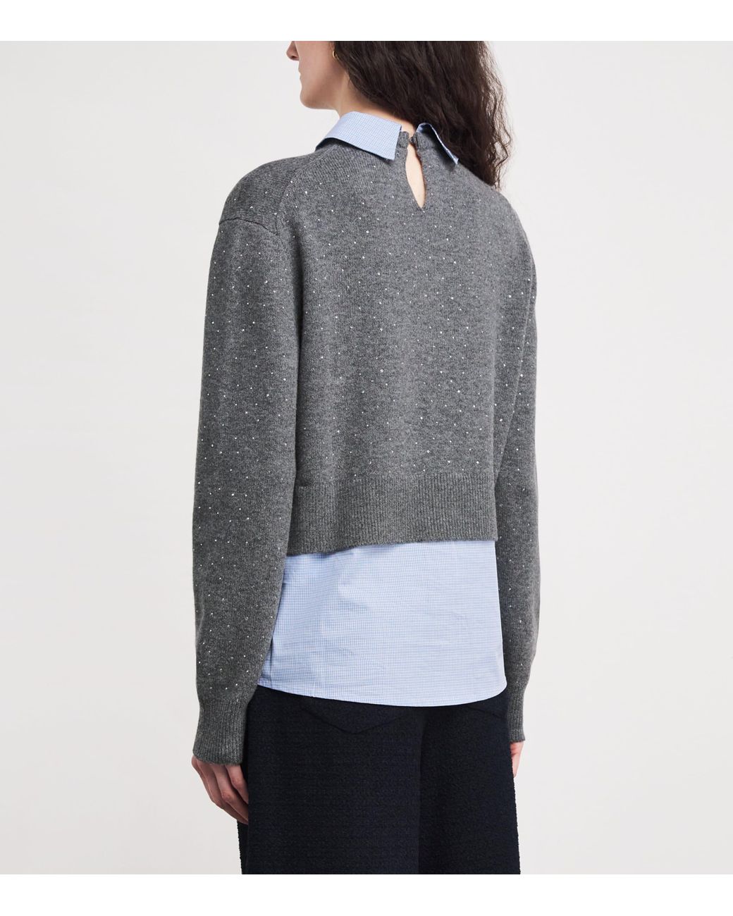 Maje Gray Wool-Blend 2-In- Sweater And Shirt