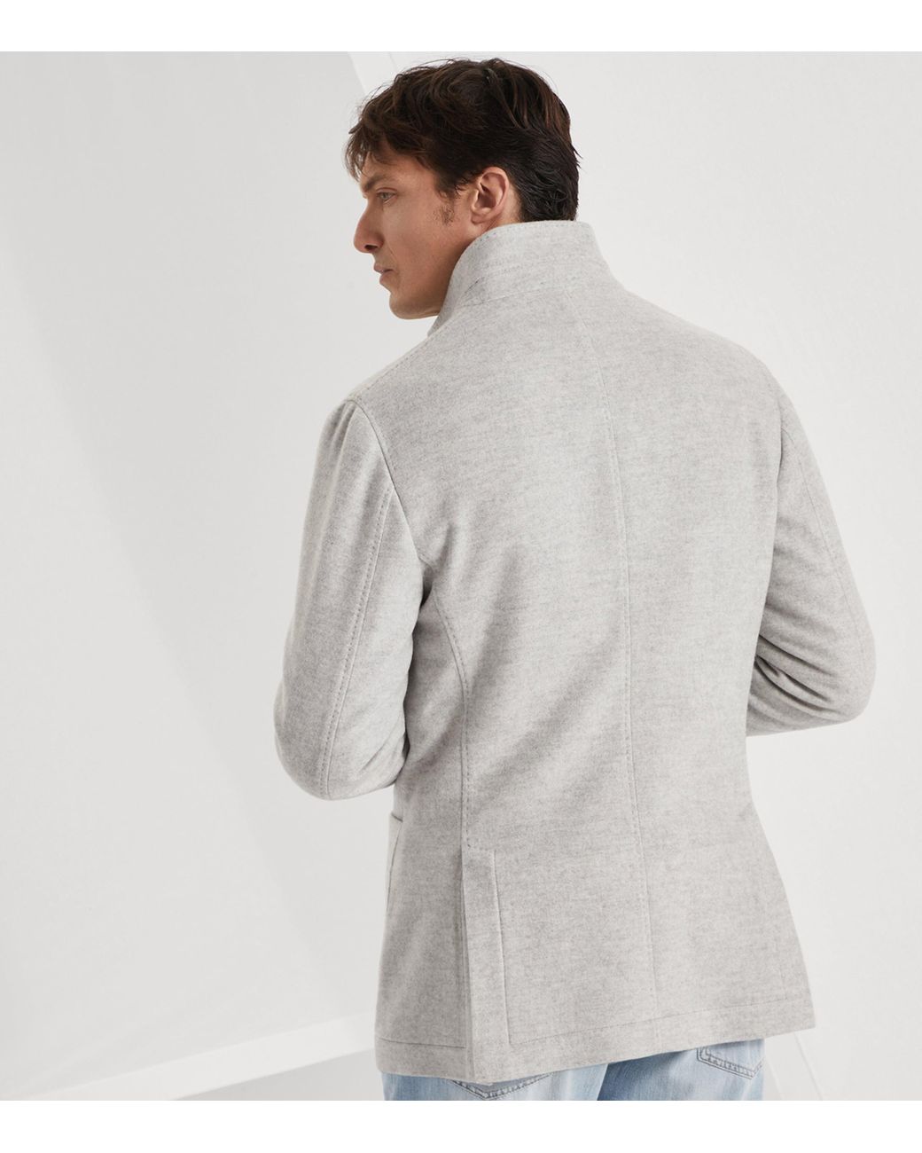 Brunello Cucinelli Gray Cashmere Coat for men