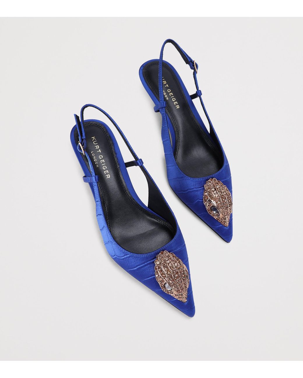 Kurt Geiger Blue Satin Belsize Slingbacks