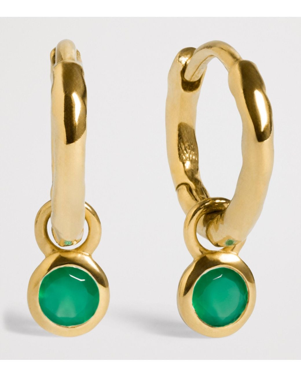 Monica Vinader Green Vermeil And Onyx May Birthstone Huggie Earrings