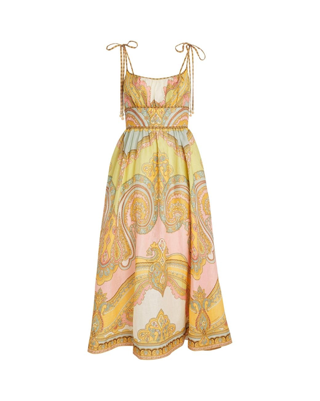 Zimmermann Linen Sleeveless Maxine Midi Dress in Metallic | Lyst Zimmermann Linen Sleeveless Maxine Midi Dress in Metallic | Lyst