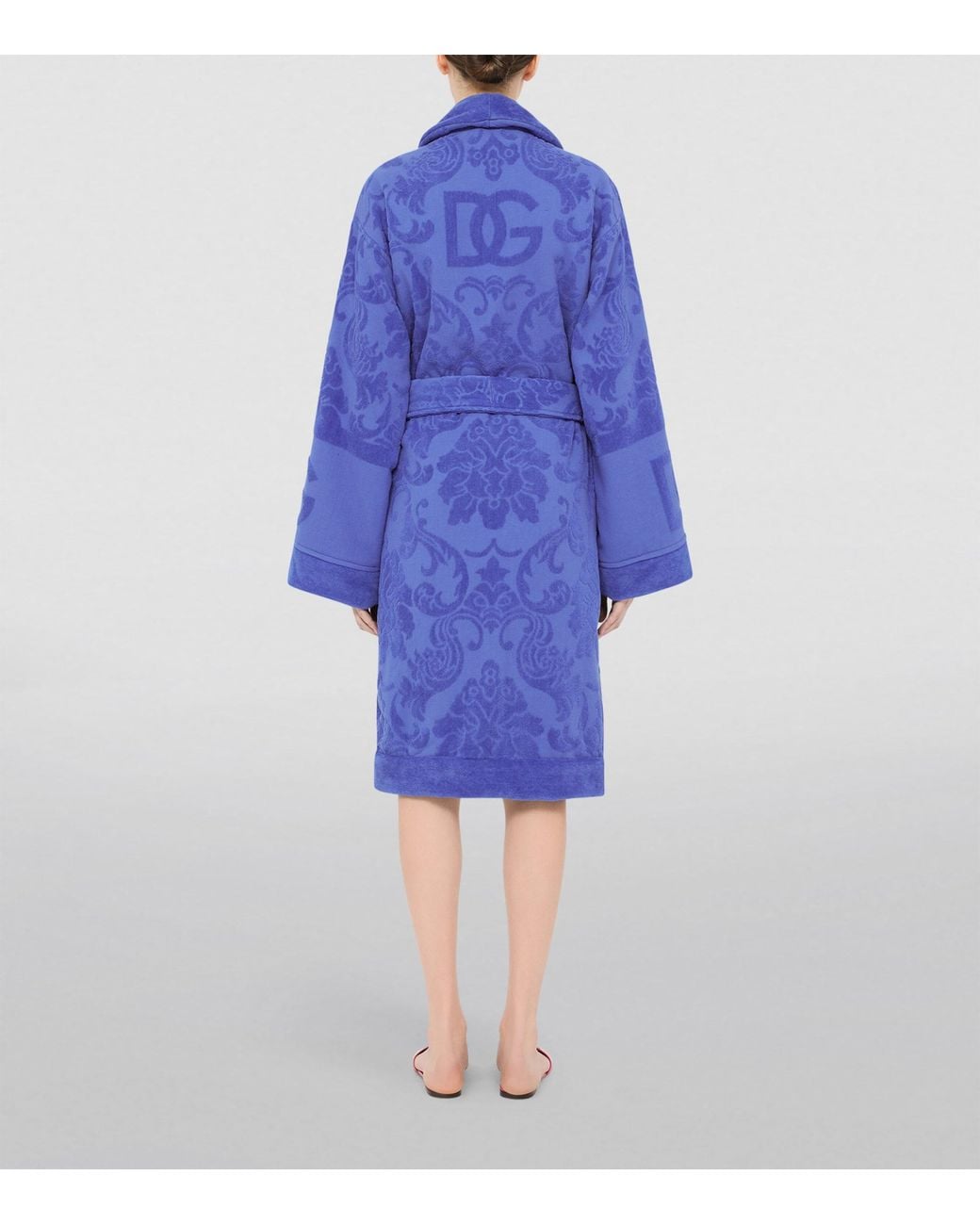 Dolce & Gabbana Blue Terry Cotton Dg Logo Robe for men
