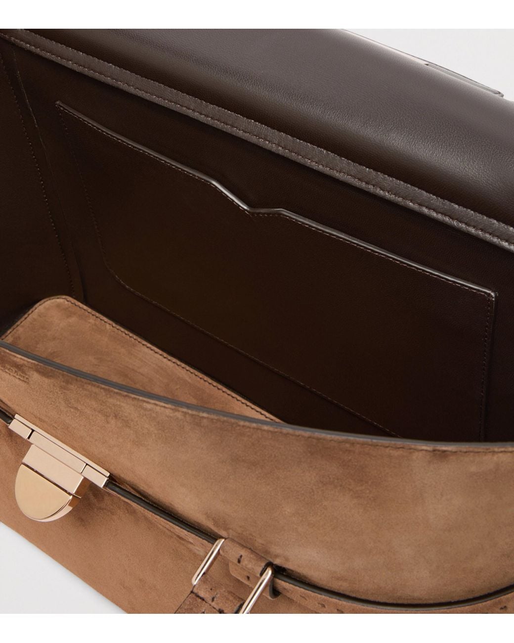 Max Mara Brown Suede Margeux Top-Handle Bag