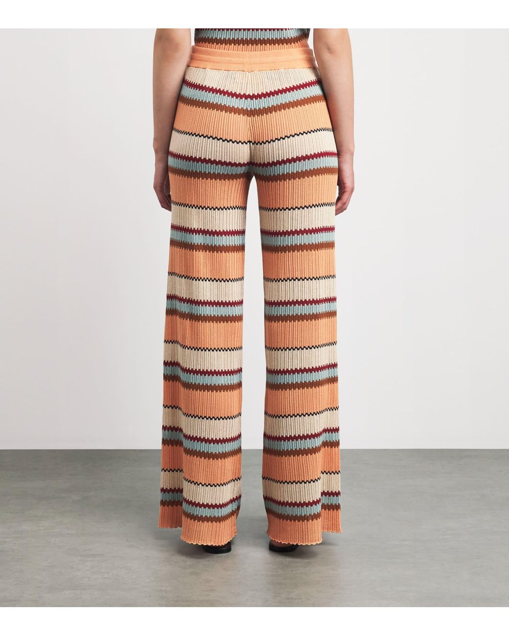 Guest In Residence Orange Linen-Silk Stripe Palazzo Trousers