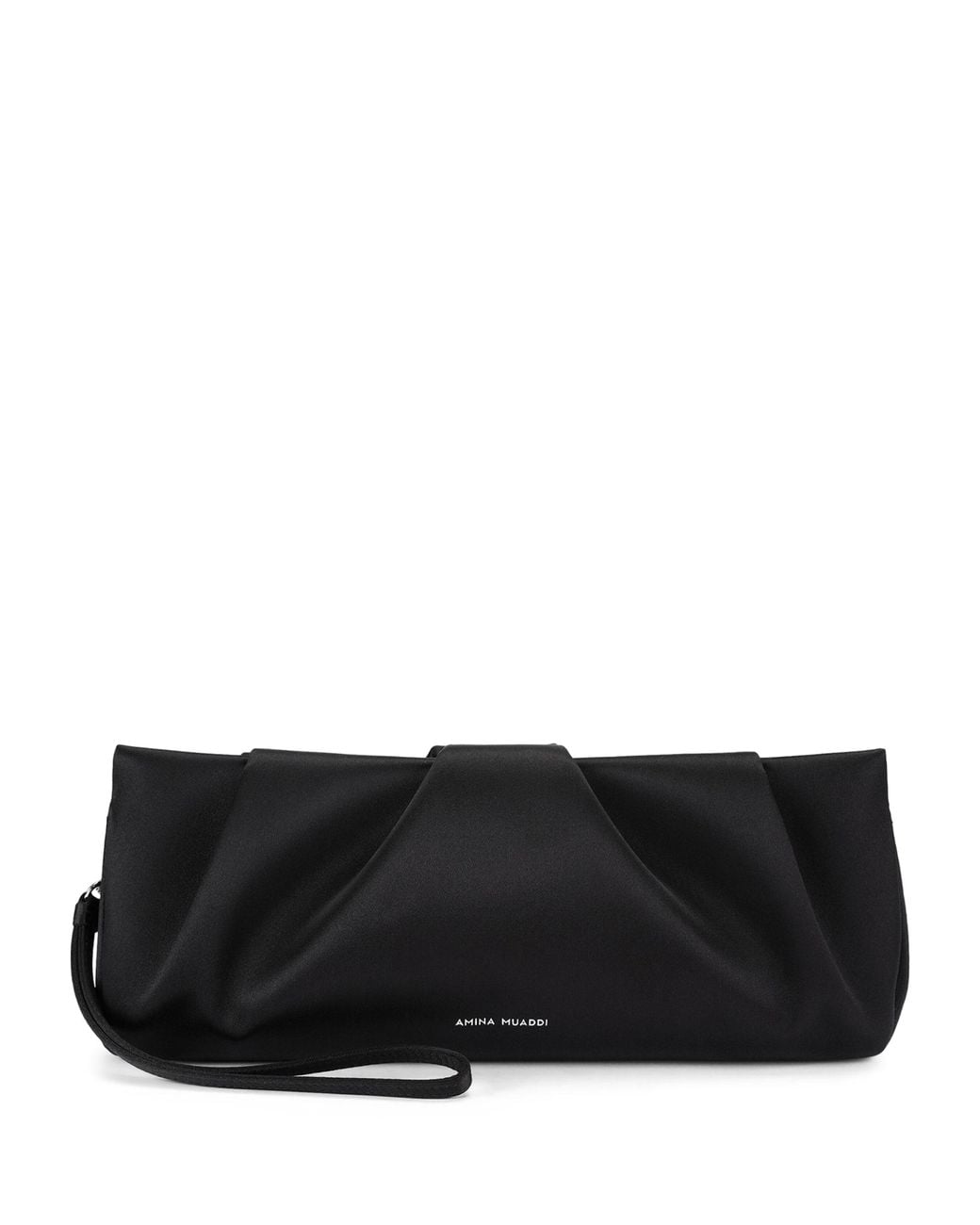 AMINA MUADDI Black Satin Vittoria Clutch Bag
