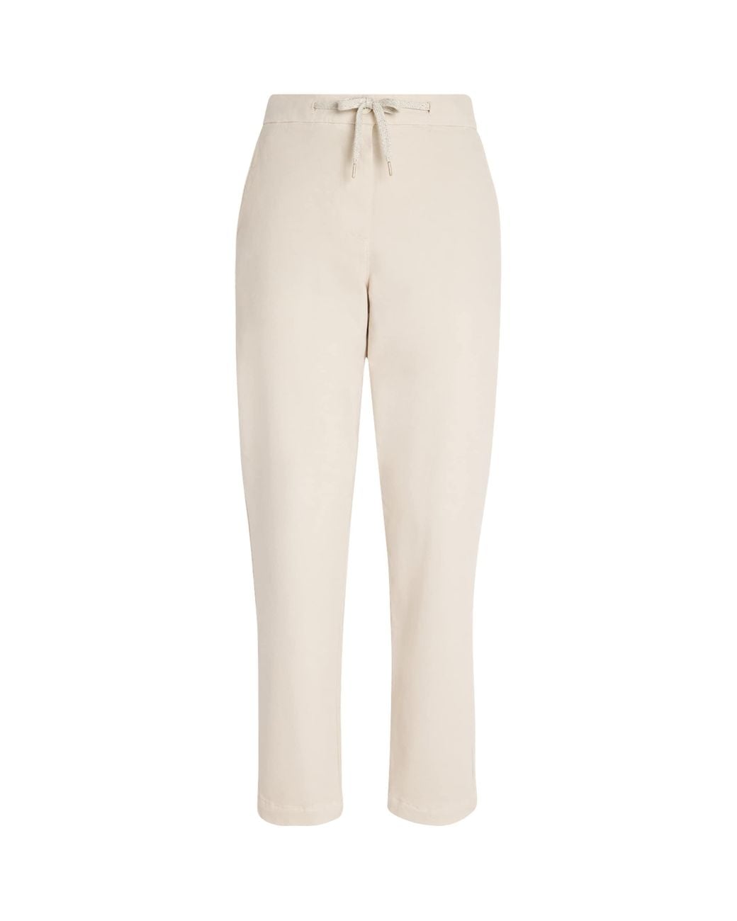Eleventy Natural Cotton-Blend Drawstring Trousers