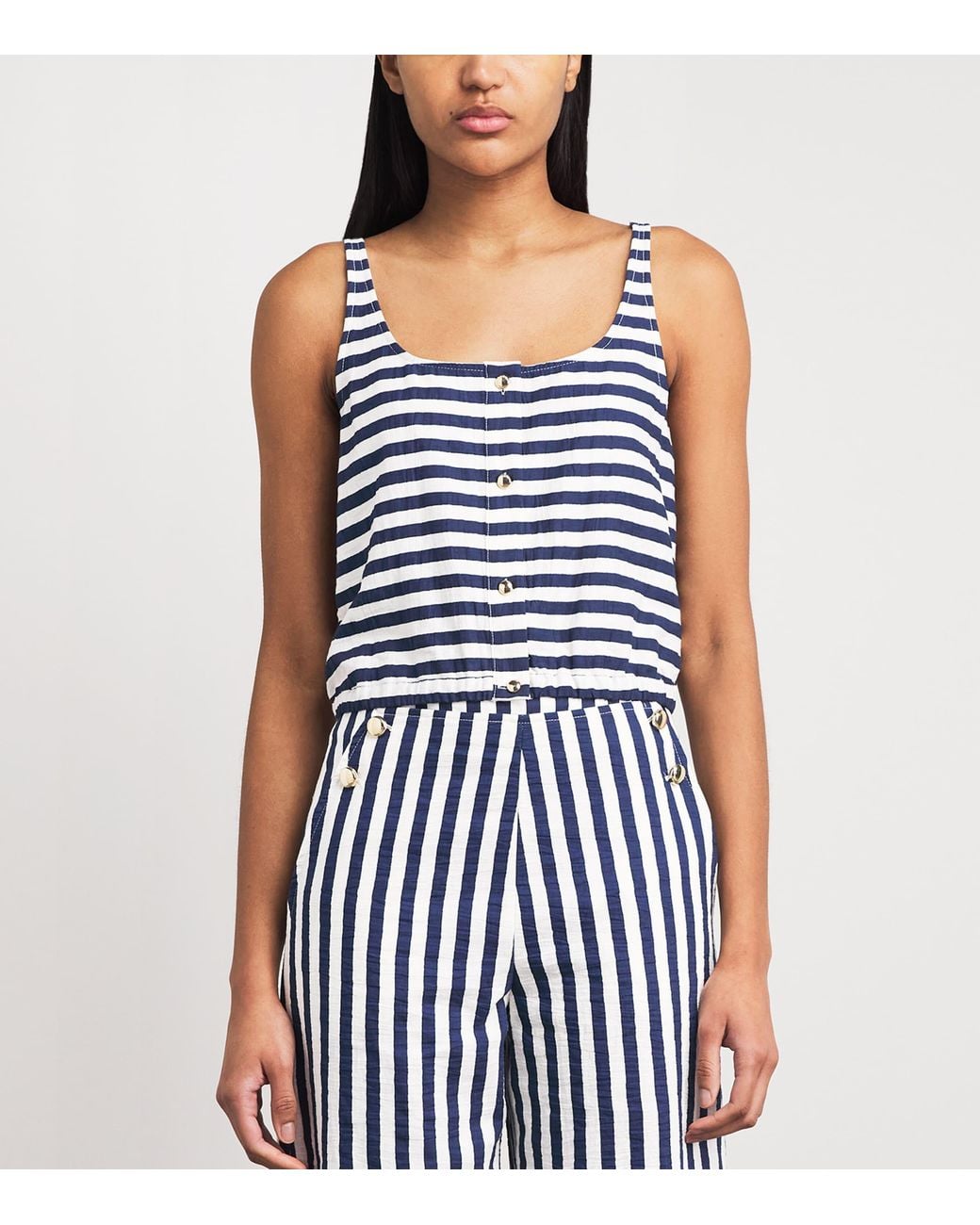 Maje Blue Breton Stripe Tank Top