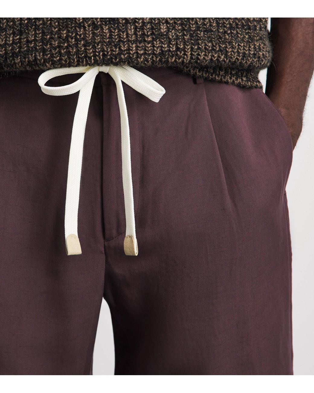 Eleventy Purple Linen Drawstring Bermuda Shorts for men