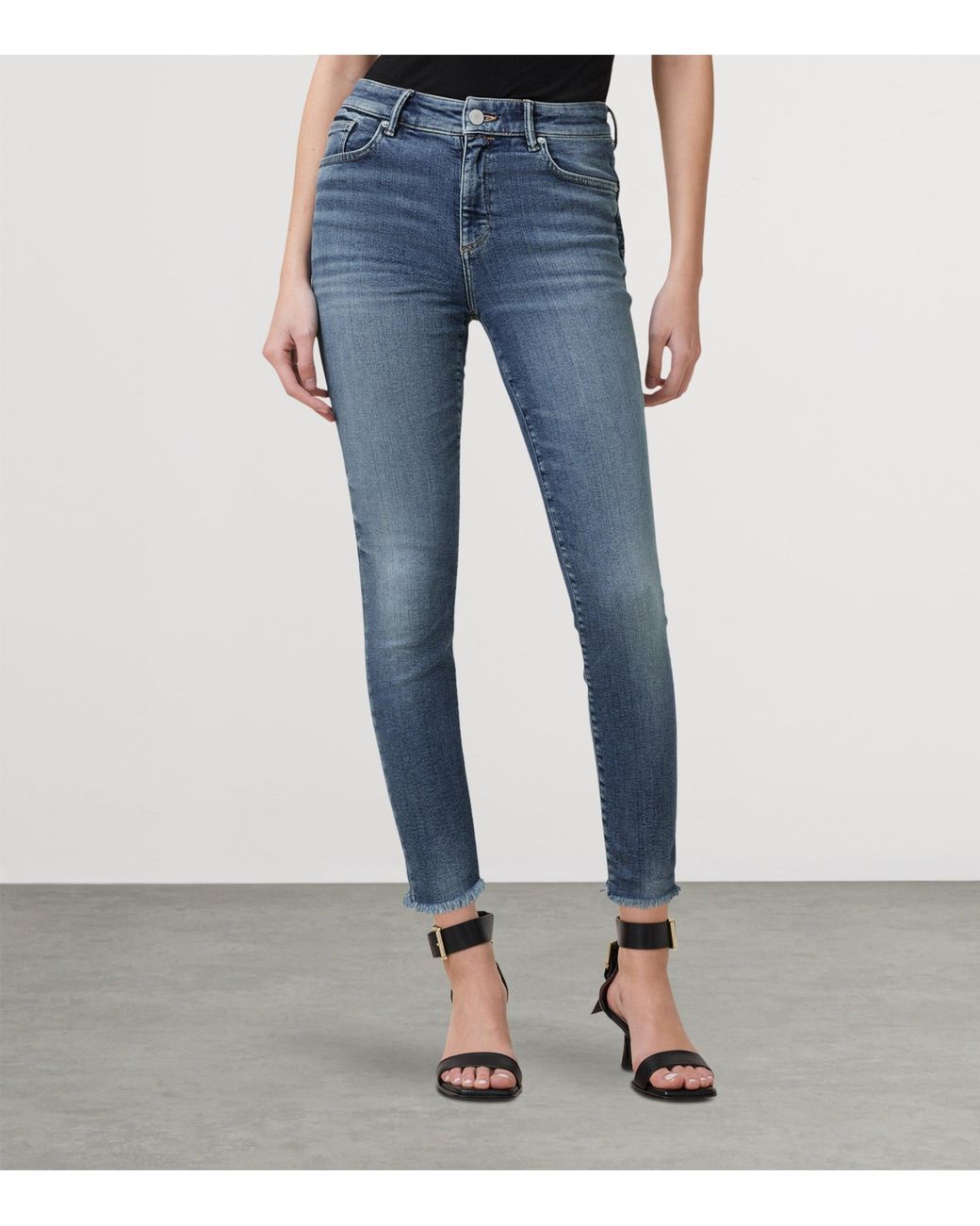 AllSaints Blue Organic Cotton-Blend Miller Push-Up Skinny Jeans
