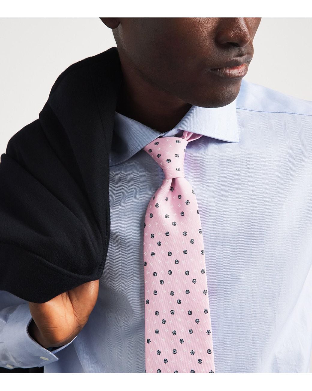 E.MARINELLA Pink Silk Floral Tie for men