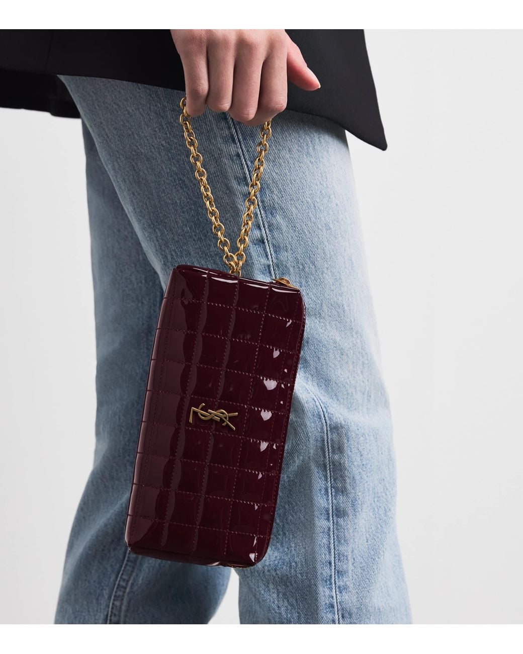 Saint Laurent Purple Monogram Pouch With Chain