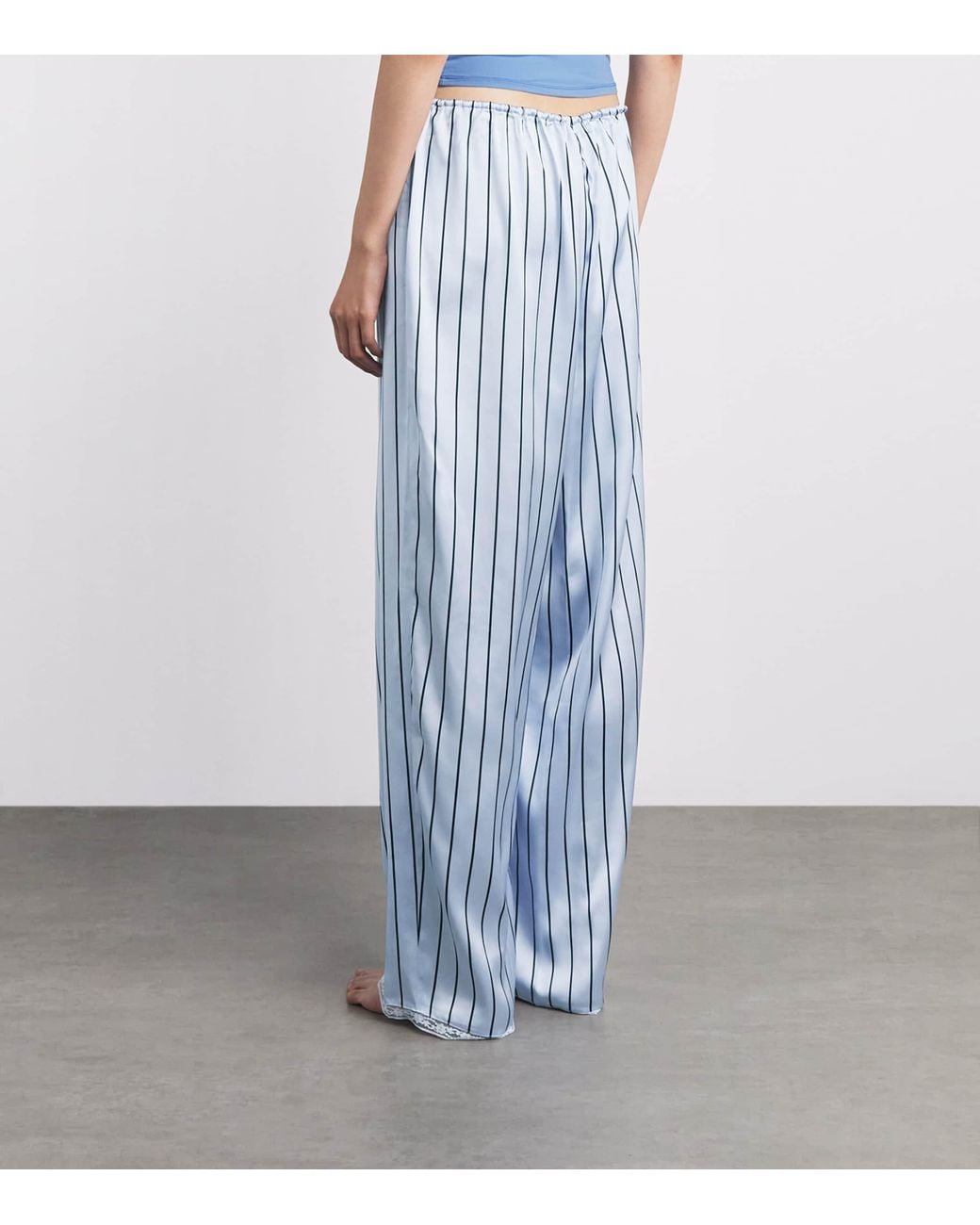 Skims Blue Woven Shine Stripe Pyjama Bottoms