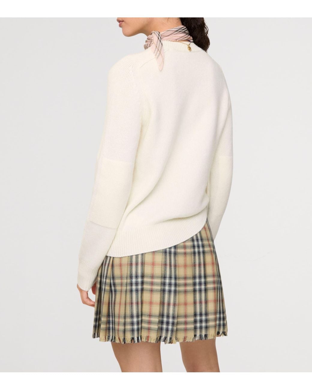 Burberry White Cashmere Ekd-Embroidered Sweater
