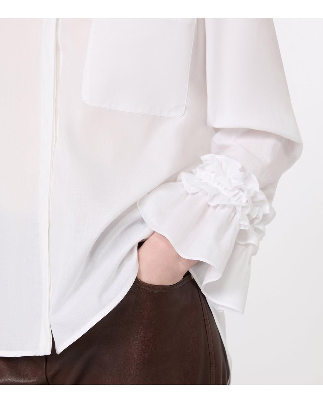 Max Mara White Ruffle-Trim Shirt