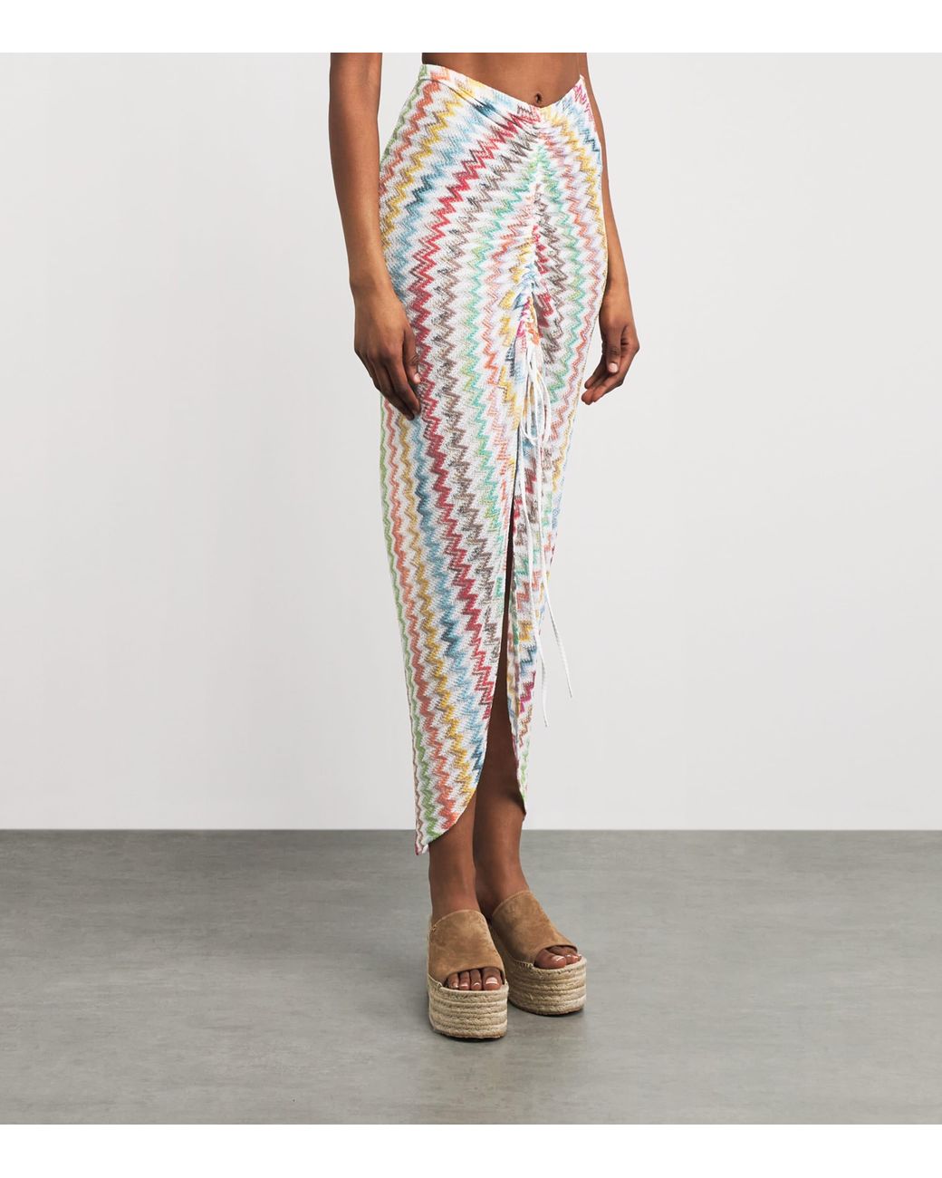 Missoni Multicolor Zigzag Ruched Maxi Skirt