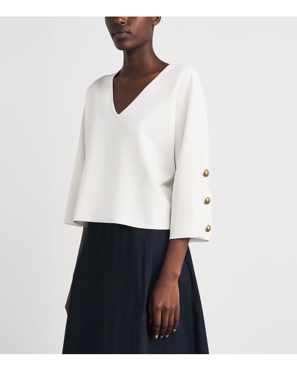 Max Mara White V-Neck Top