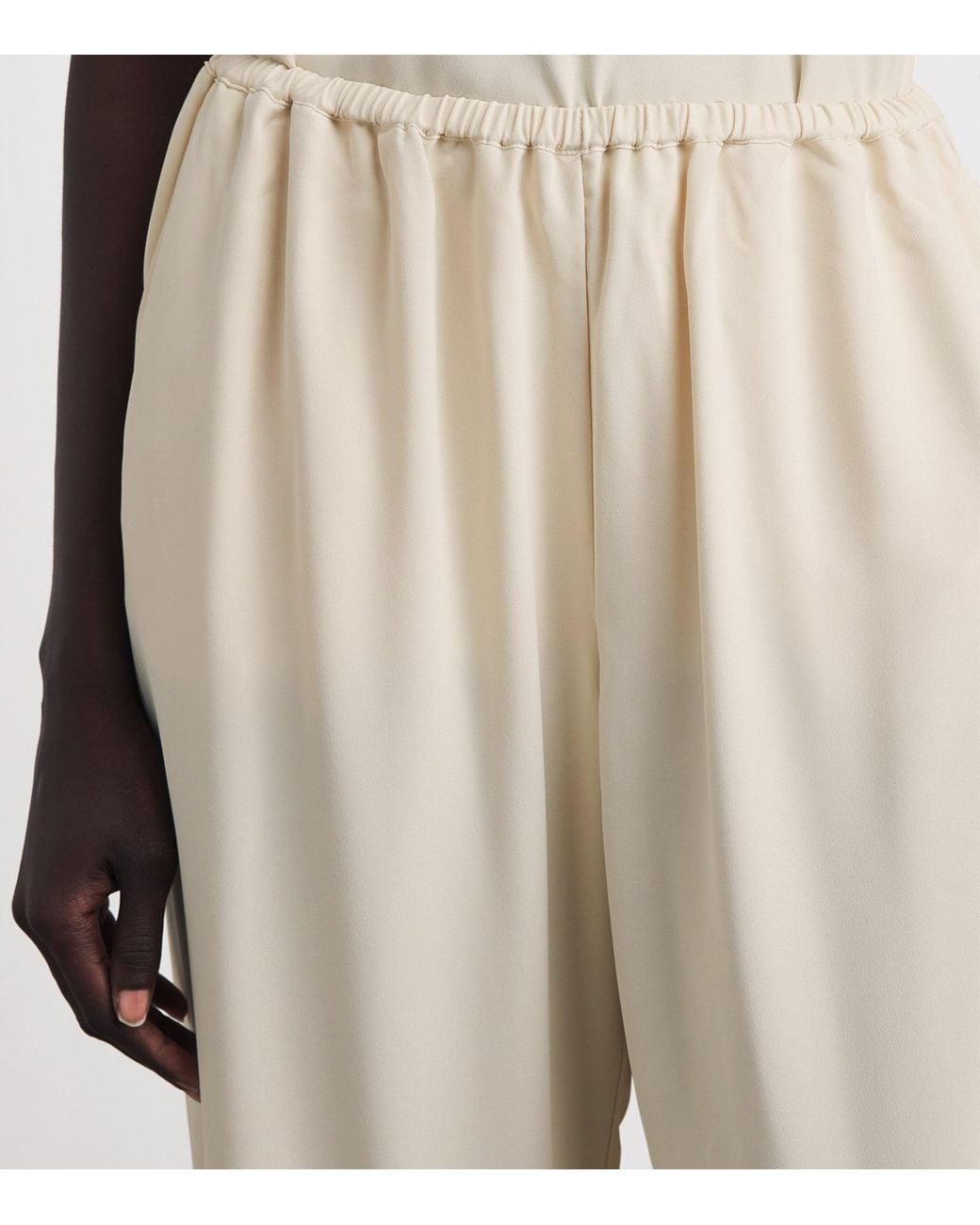 Stylein White Lace-Trim Monteroni Wide-Leg Trousers