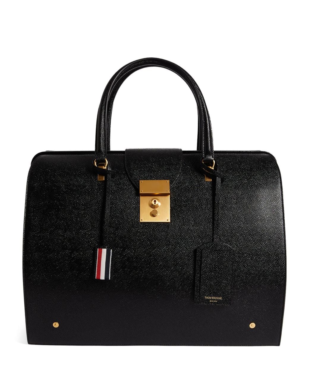 Thom Browne Black Leather Mr. Thom Weekend Bag for men