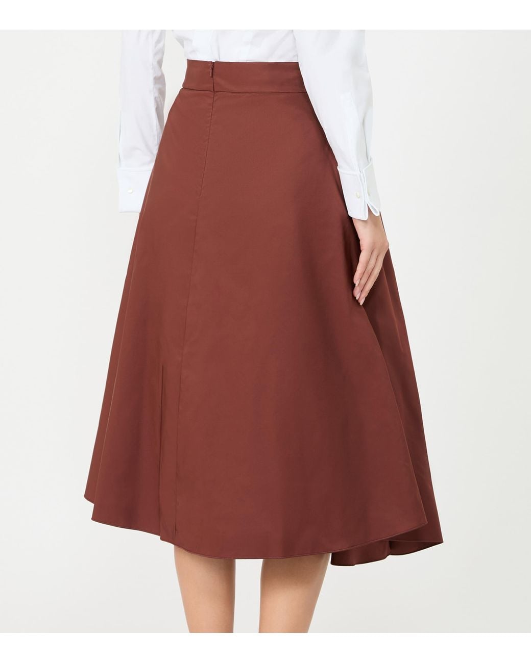 Max Mara Brown Pleated Asymmetric Midi Skirt