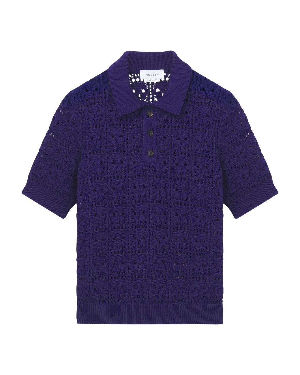 McQueen Blue Crochet-Skull Polo Shirt for men