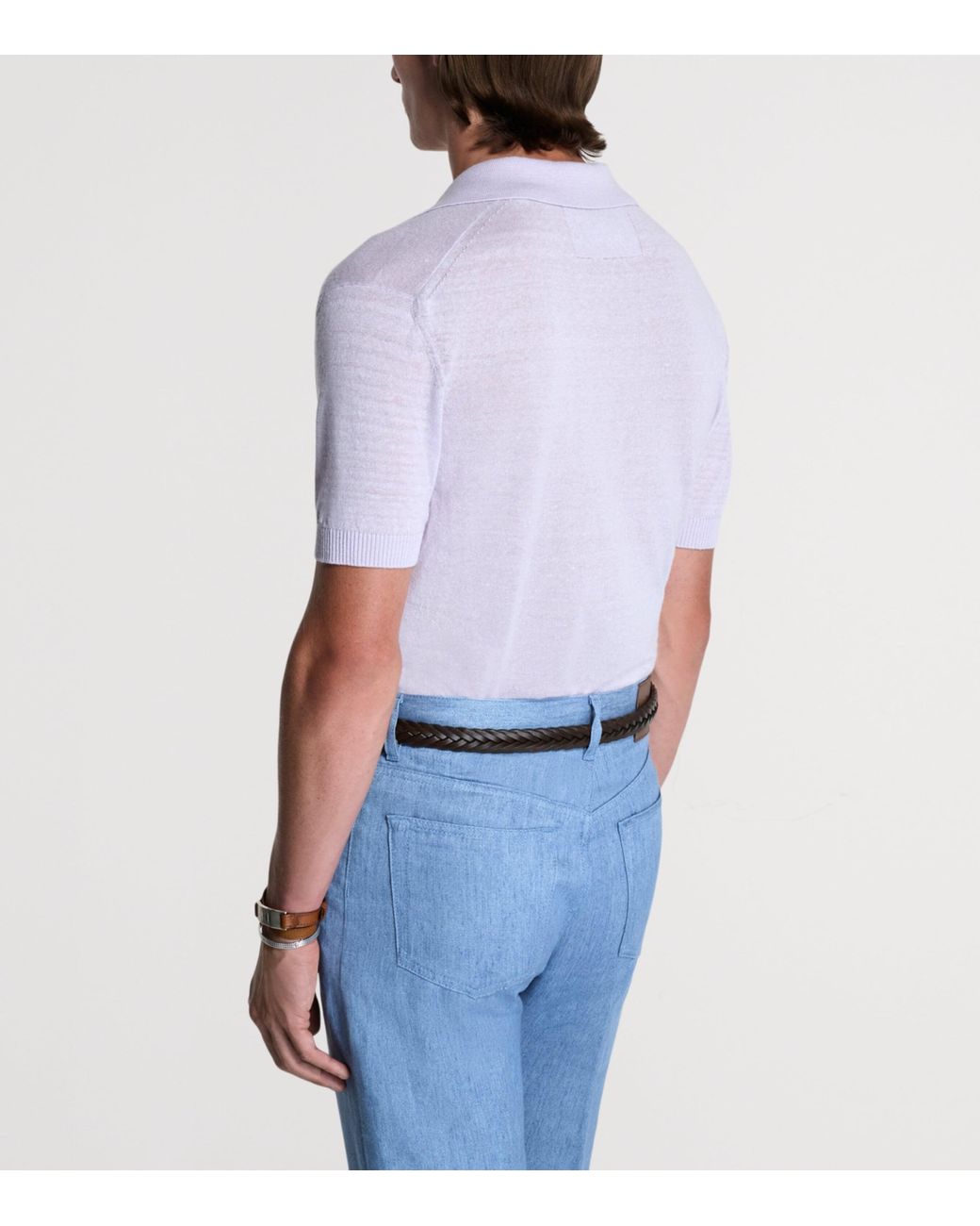 Dunhill Purple Linen-Cashmere Polo Shirt for men