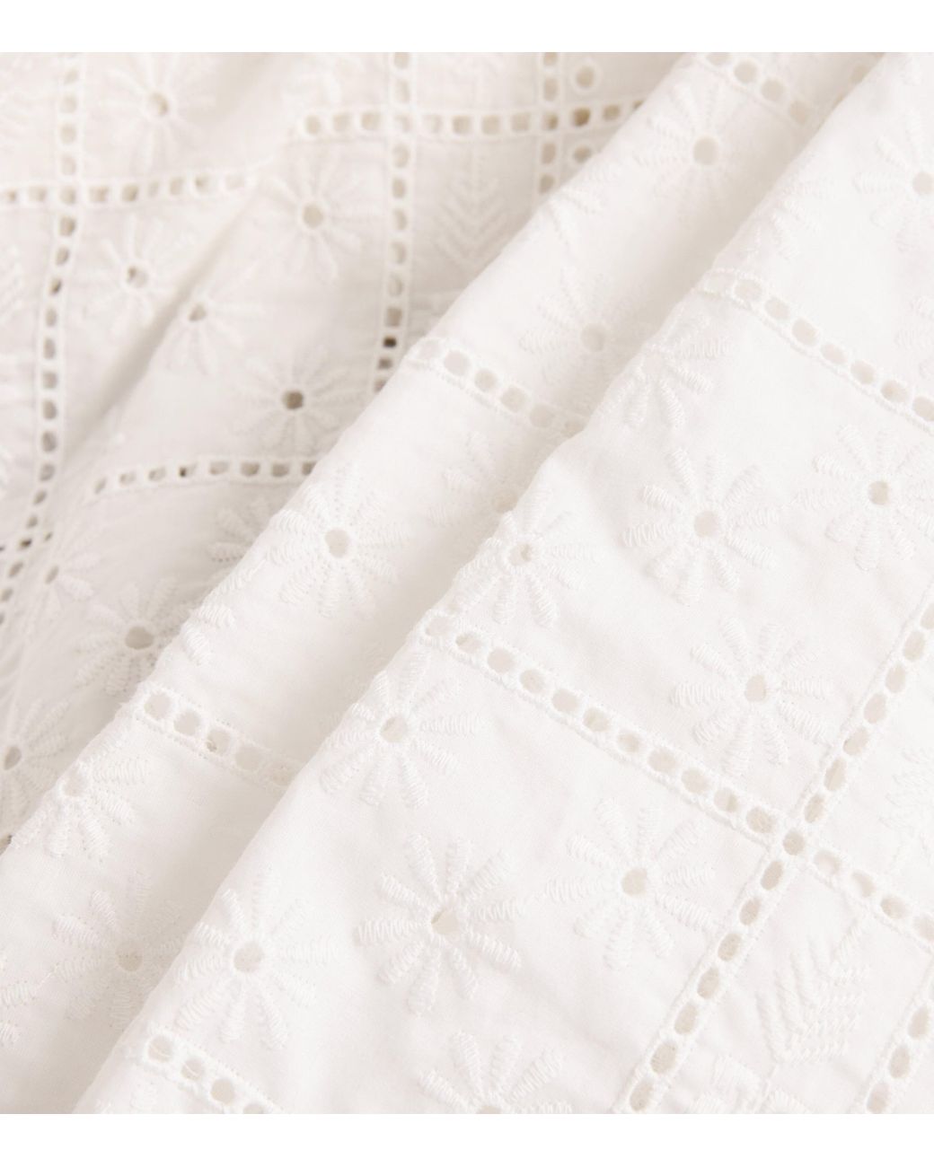 Ganni Cotton Broderie Anglaise Midi Dress in White | Lyst