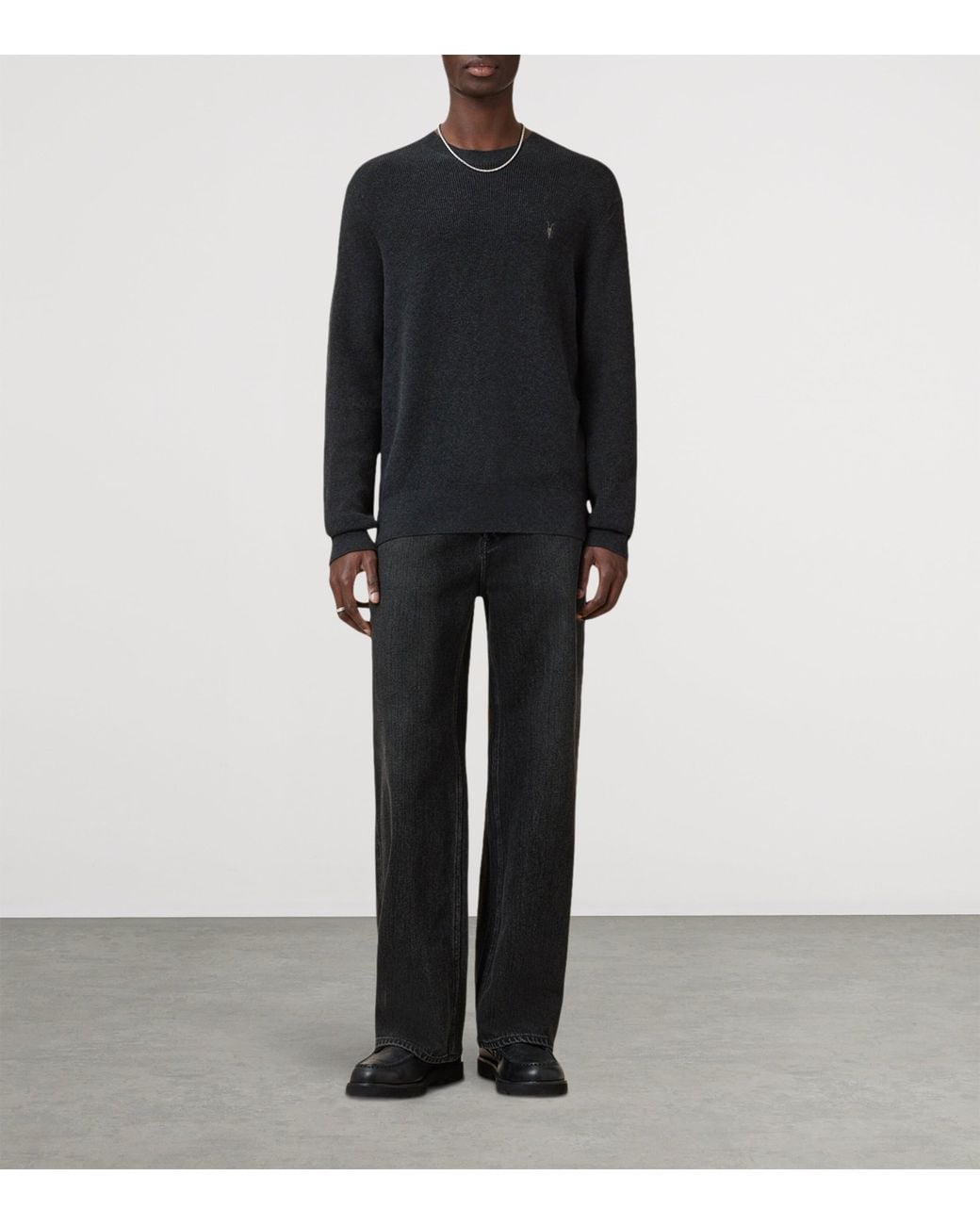 AllSaints Black Organic Cotton-Wool Aspen Sweater for men
