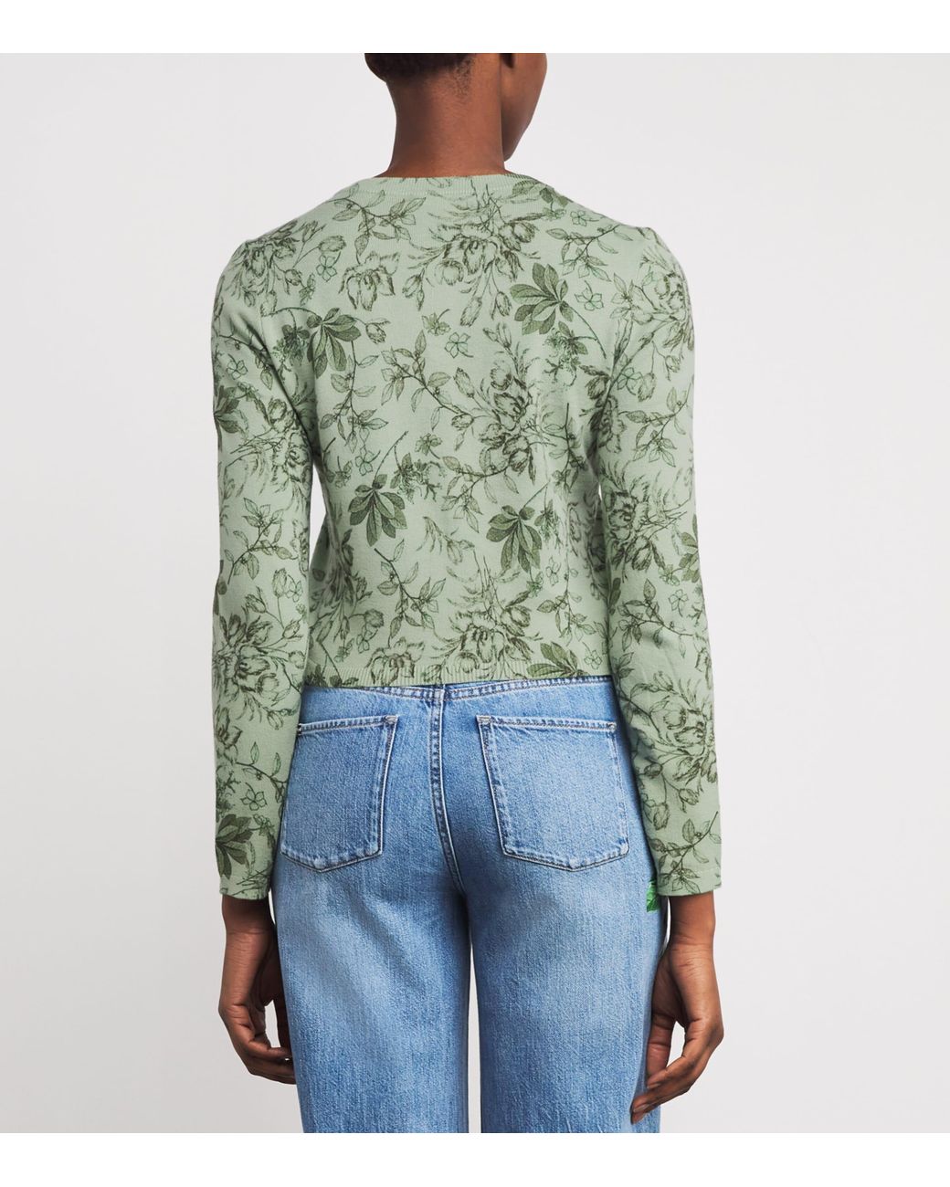 Alice + Olivia Green Cotton Printed Carson Cardigan